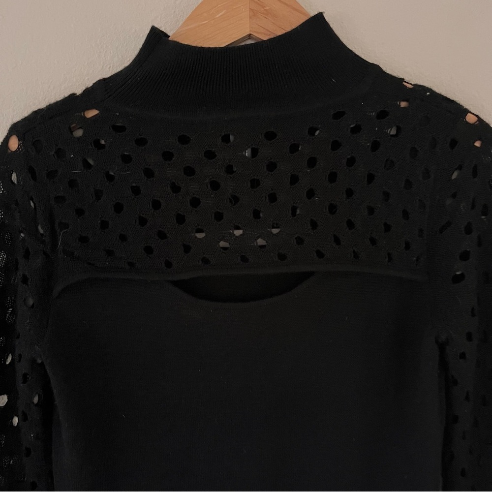 Aqua Sweater XS Black‎ Wool Cut Out Goth Grunge Edgy Dark Coquette Architectural - Picture 5 of 10